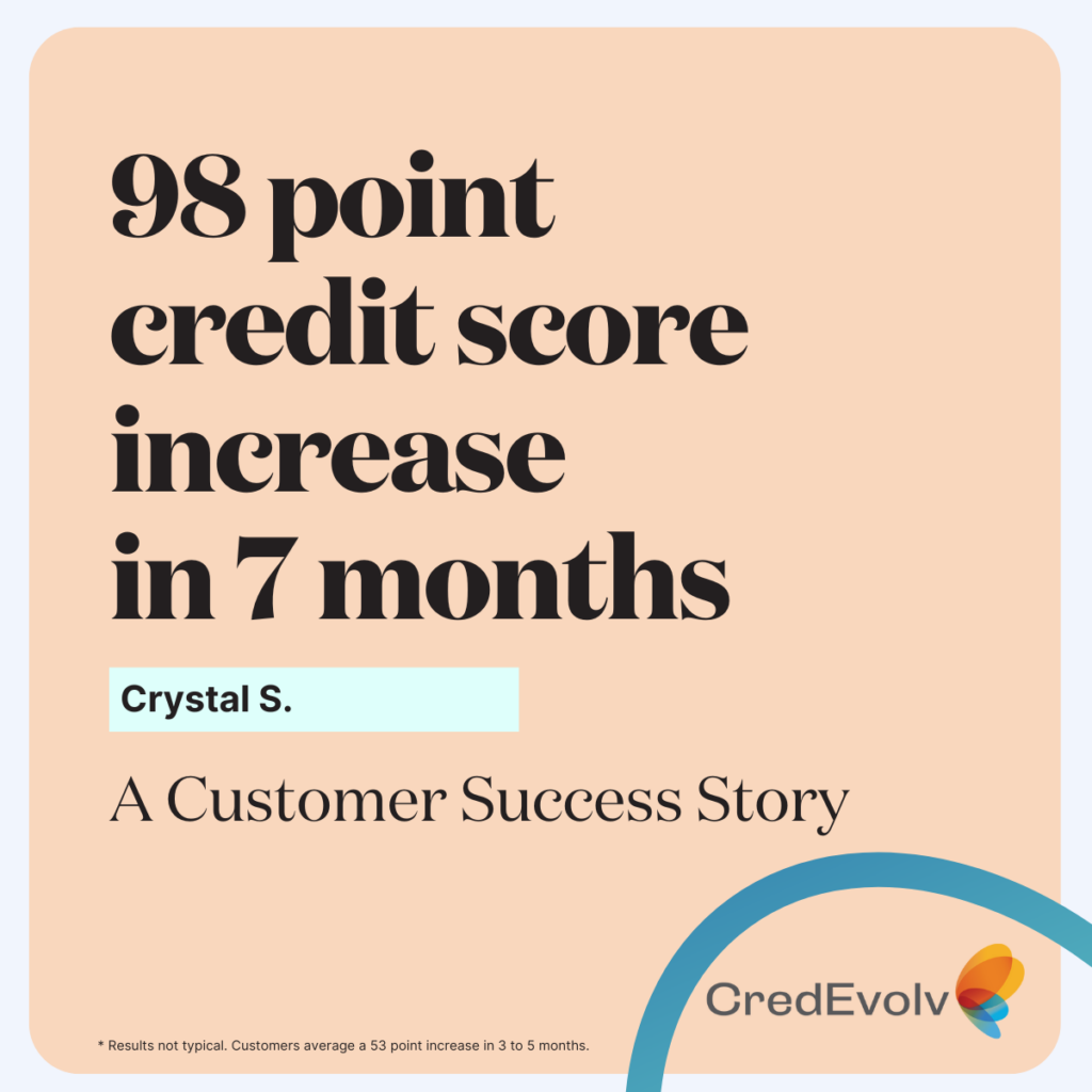 CredEvolv Success Story - 98 point credit score increase in 7 months