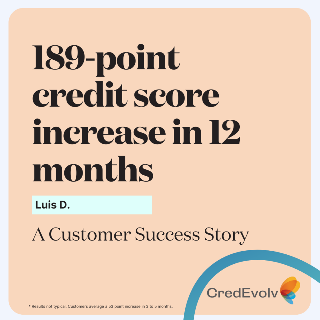 10022024_LI_FB_CredEvolv Success Story - 189-point credit score increase in 12 months!